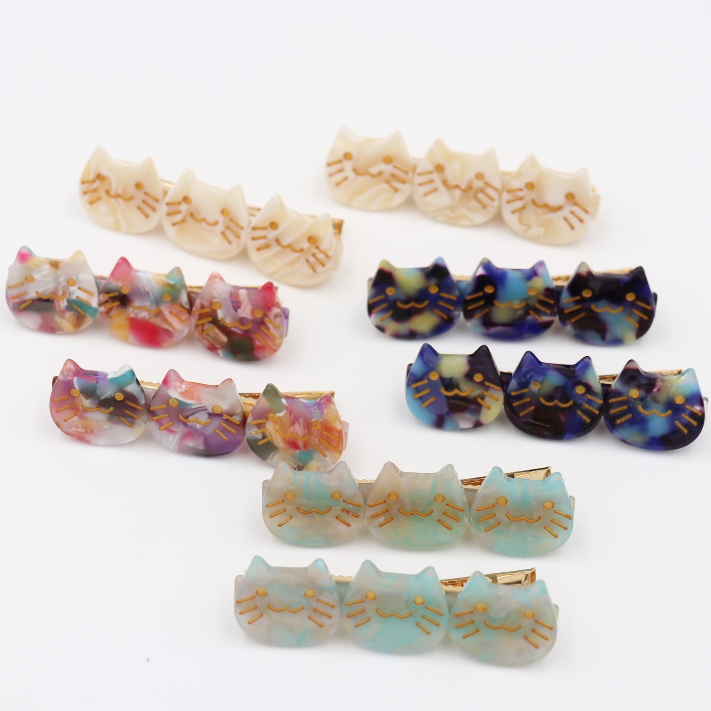 Cat Head Acetate Hair Clip Set of 2