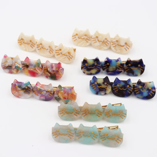 Cat Head Acetate Hair Clip Set of 2