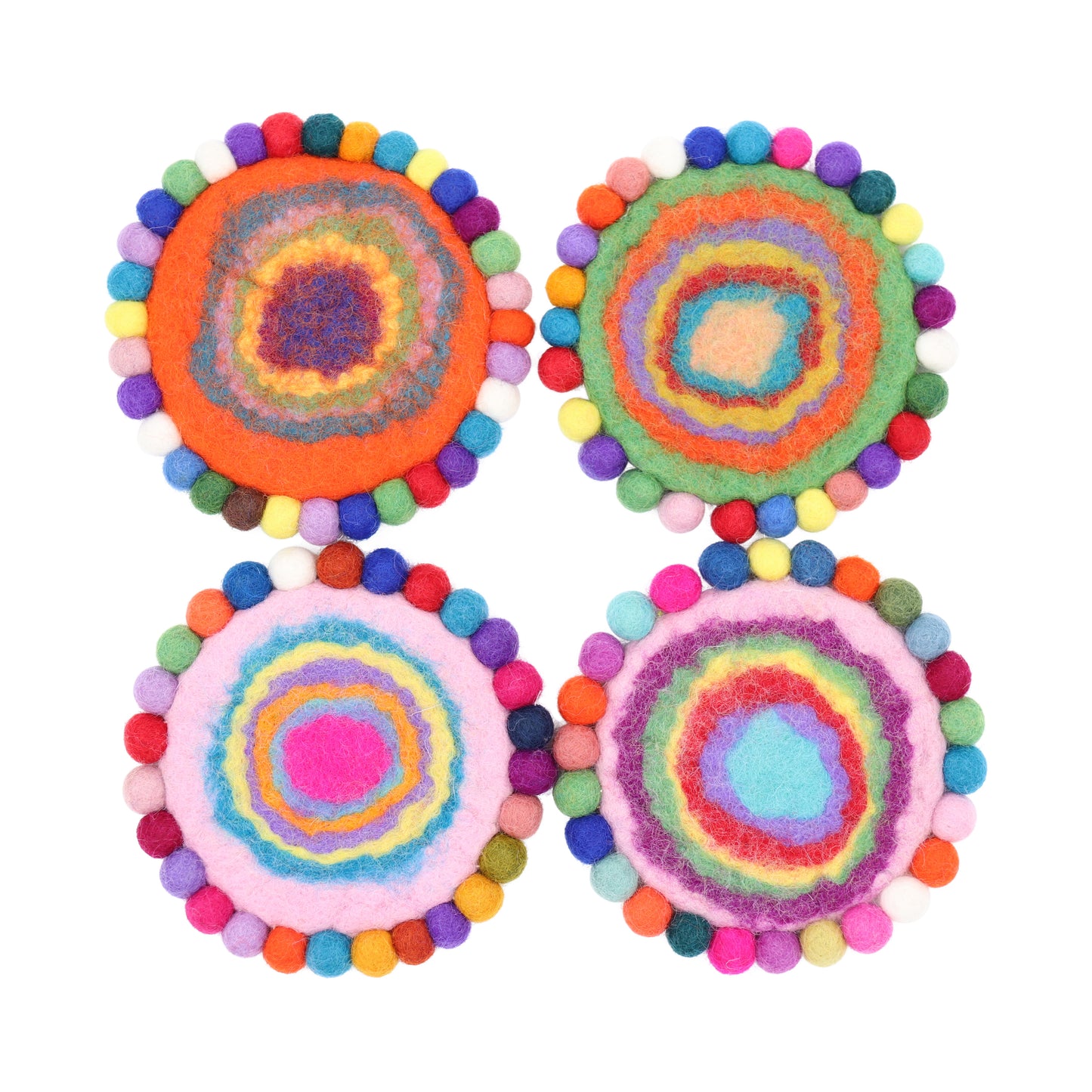 Rainbow Spiral Felt Coffee Cup Mug Table Mat Coasters (Random Color)