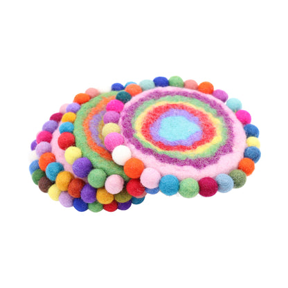 Rainbow Spiral Felt Coffee Cup Mug Table Mat Coasters (Random Color)