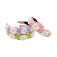 Load image into Gallery viewer, Daisy Flower Crochet Headband - Multicolor Pastel Floral Hair Accessory
