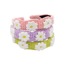 Load image into Gallery viewer, Daisy Flower Crochet Headband - Multicolor Pastel Floral Hair Accessory
