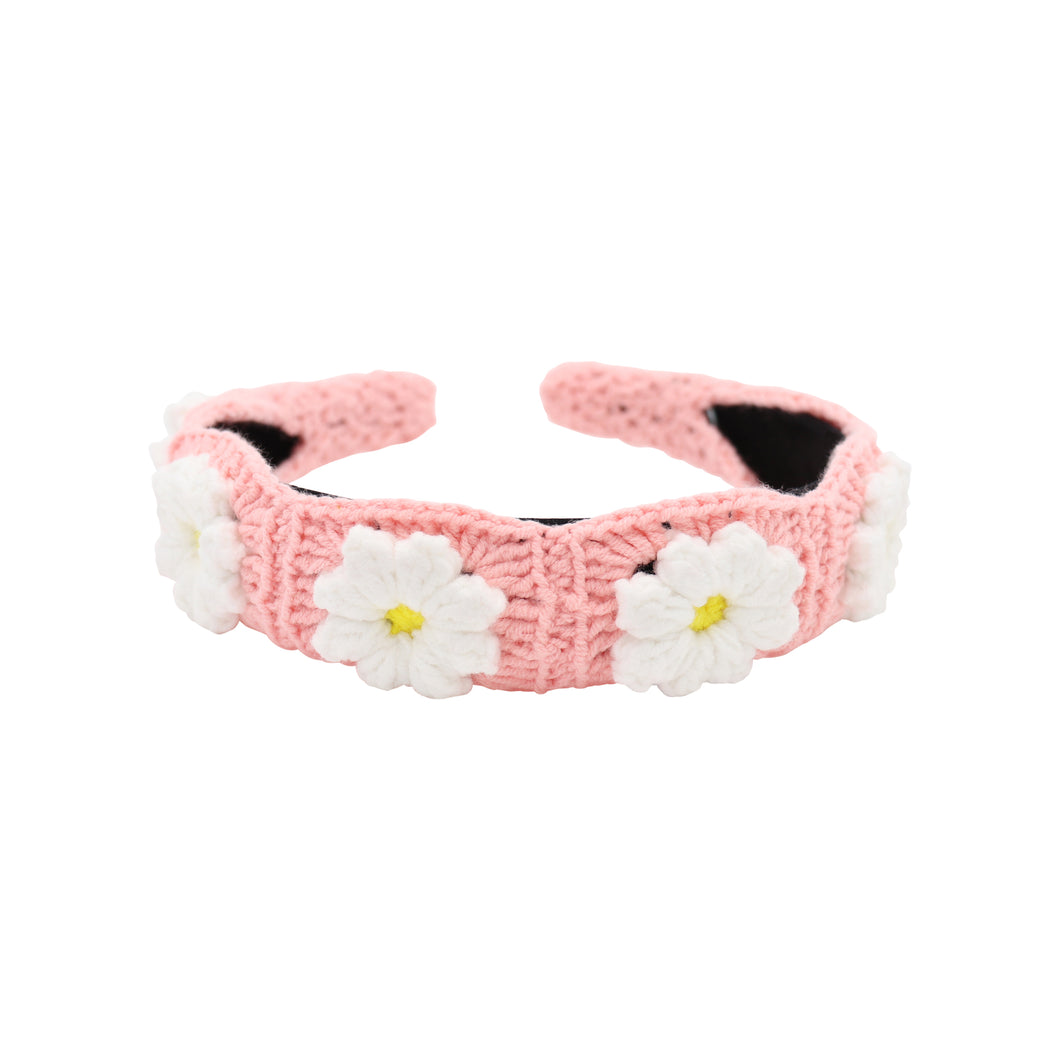 Daisy Flower Crochet Headband - Multicolor Pastel Floral Hair Accessory