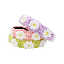 Load image into Gallery viewer, Daisy Flower Crochet Headband - Multicolor Pastel Floral Hair Accessory
