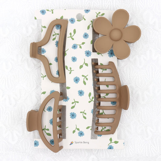 Tan Brown Hair Claw & Hair Clip Accessories For Women