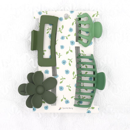 Sage Green Hair Claw & Hair Clip Accessories For Women