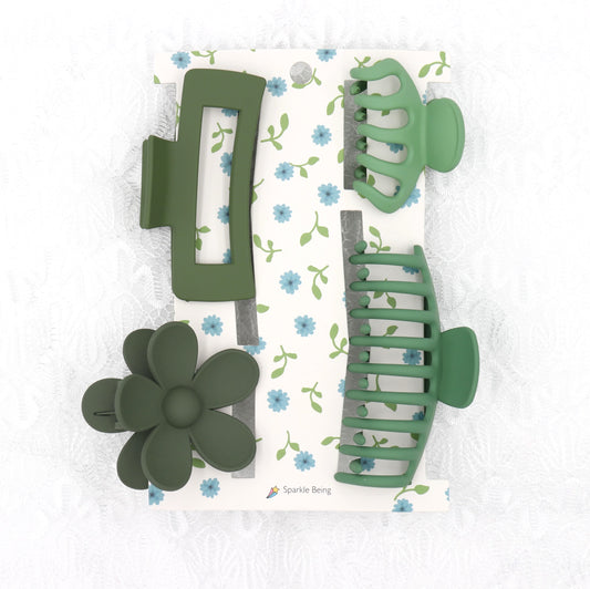 Sage Green Hair Claw & Hair Clip Accessories For Women