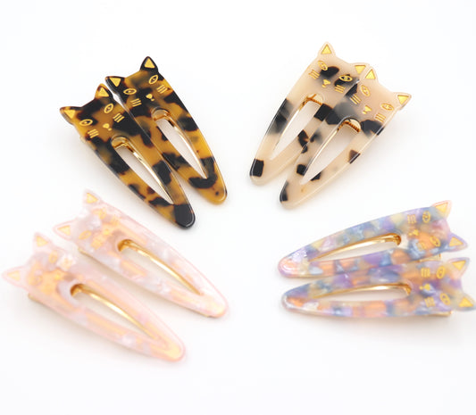 2.8'' Alligator Cat Acetate Hair Clips & Barrettes Set of 2
