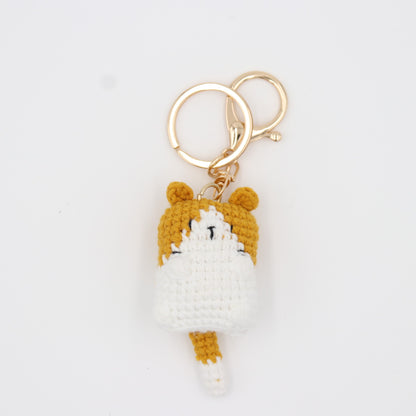 Hand-Knitted Curious Cat Keychain for that Purrfect Touch