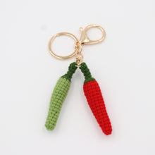 Load image into Gallery viewer, Hand-Knitted Chili Peppers Keychain for that Extra Kick
