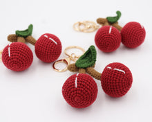 Load image into Gallery viewer, Hand-Knitted Cherry Keychain for an Extra-Sweet Day
