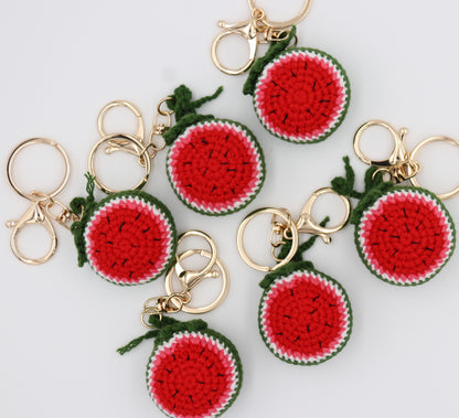 Hand-Knitted Watermelon Keychain keeps Summertime Alive