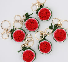Load image into Gallery viewer, Hand-Knitted Watermelon Keychain keeps Summertime Alive
