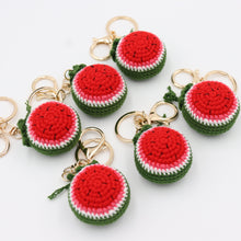 Load image into Gallery viewer, Hand-Knitted Watermelon Keychain keeps Summertime Alive
