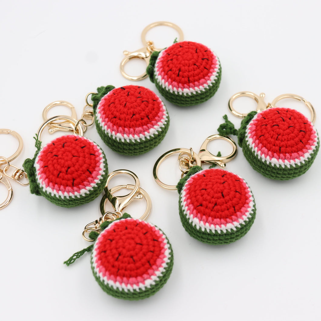 Hand-Knitted Watermelon Keychain keeps Summertime Alive
