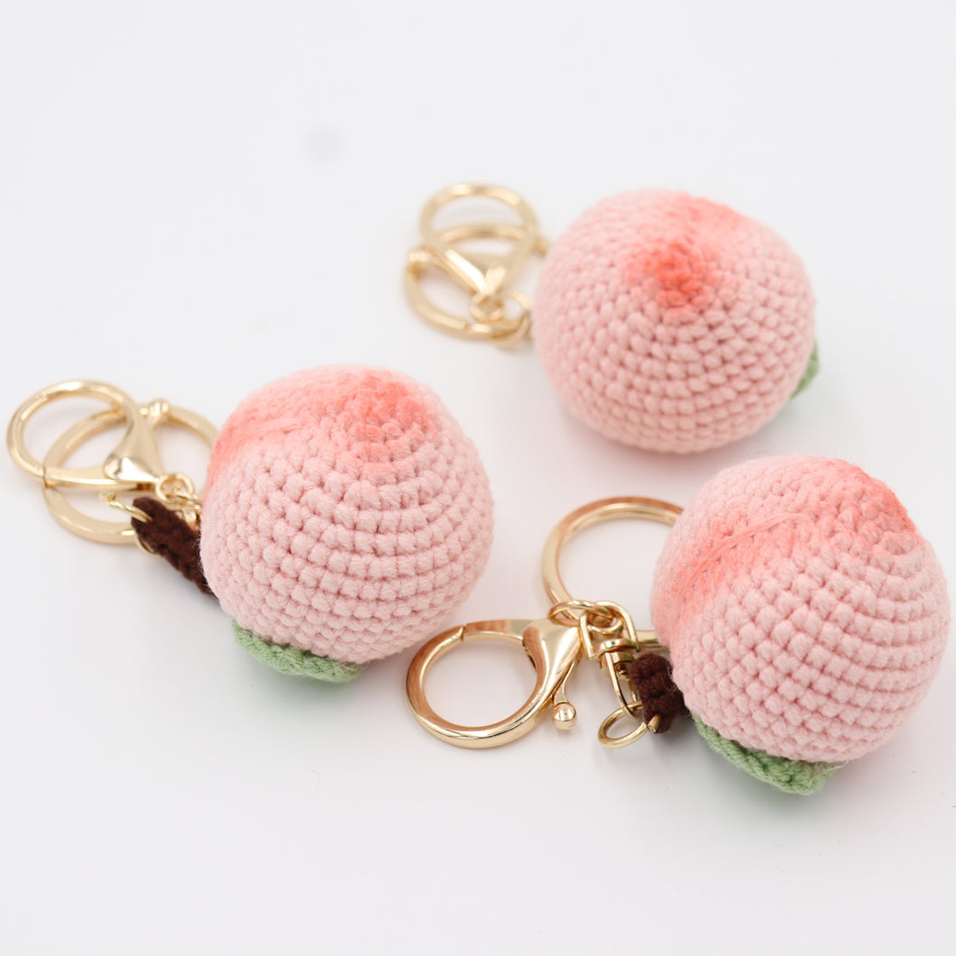 Perfect Peach: Hand-Knitted Keychain for the Sweet and Juicy