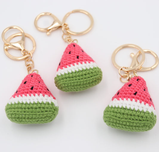 Fruity and Fun Watermelon Slice: Hand-Knitted Keychain for Summer Lovers