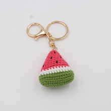 Load image into Gallery viewer, Fruity and Fun Watermelon Slice: Hand-Knitted Keychain for Summer Lovers
