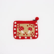 Load image into Gallery viewer, Mushroom Felt Wallet - Wool Felt Pouch Hand Carry Coin Purse
