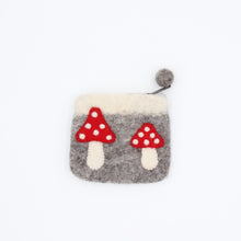 Load image into Gallery viewer, Mushroom Felt Wallet - Wool Felt Pouch Hand Carry Coin Purse
