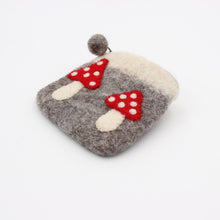 Load image into Gallery viewer, Mushroom Felt Wallet - Wool Felt Pouch Hand Carry Coin Purse
