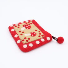 Load image into Gallery viewer, Mushroom Felt Wallet - Wool Felt Pouch Hand Carry Coin Purse
