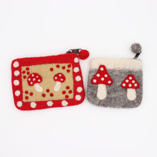 Load image into Gallery viewer, Mushroom Felt Wallet - Wool Felt Pouch Hand Carry Coin Purse
