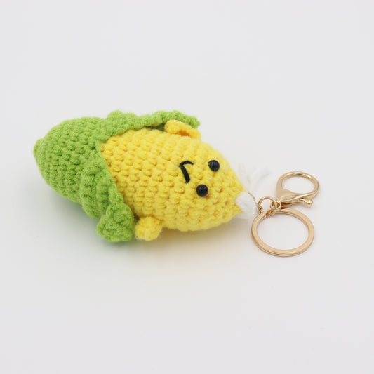 Sweet Corn Companion: Handmade Knit Corn Keychain Bursting with Warmth