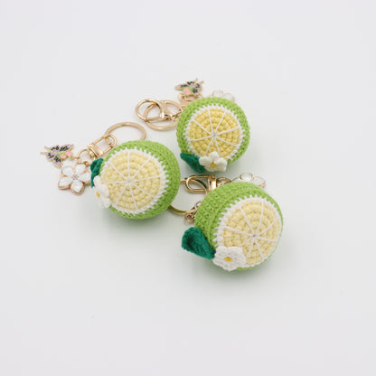 Twist of Joy: Handmade Lime Keychain with a Removable Charms