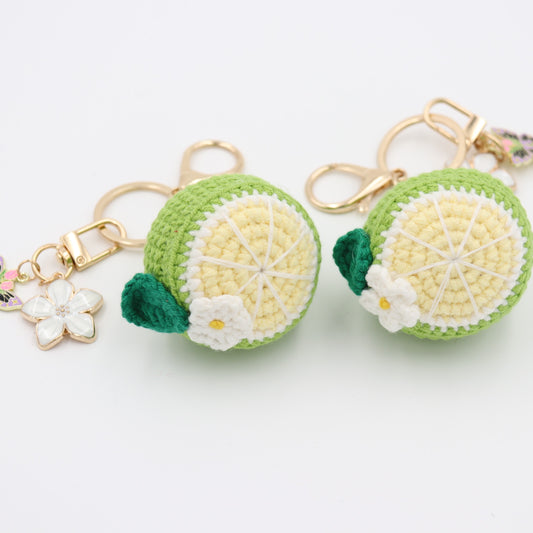 Twist of Joy: Handmade Lime Keychain with a Removable Charms
