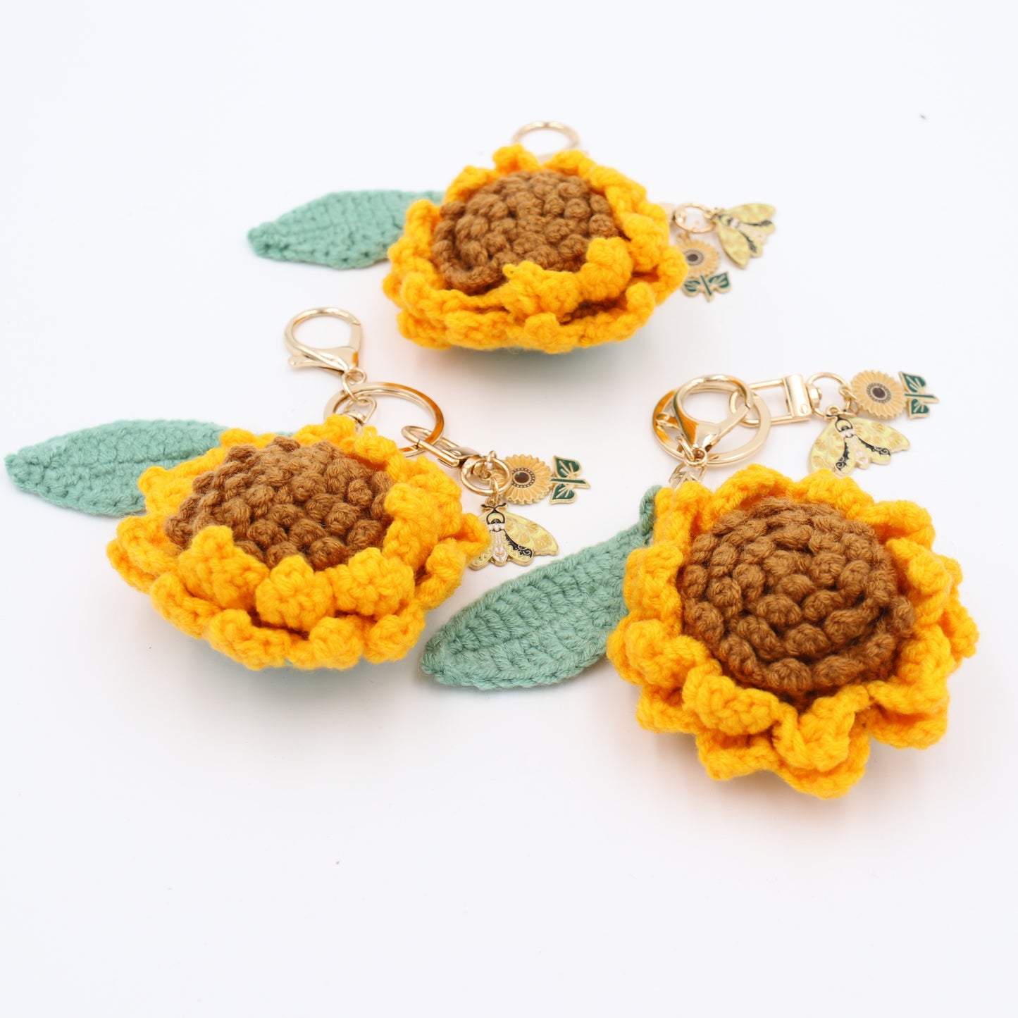 Little Ray of Sunshine: Handcrafted Knit Sunflower with Removable Charms