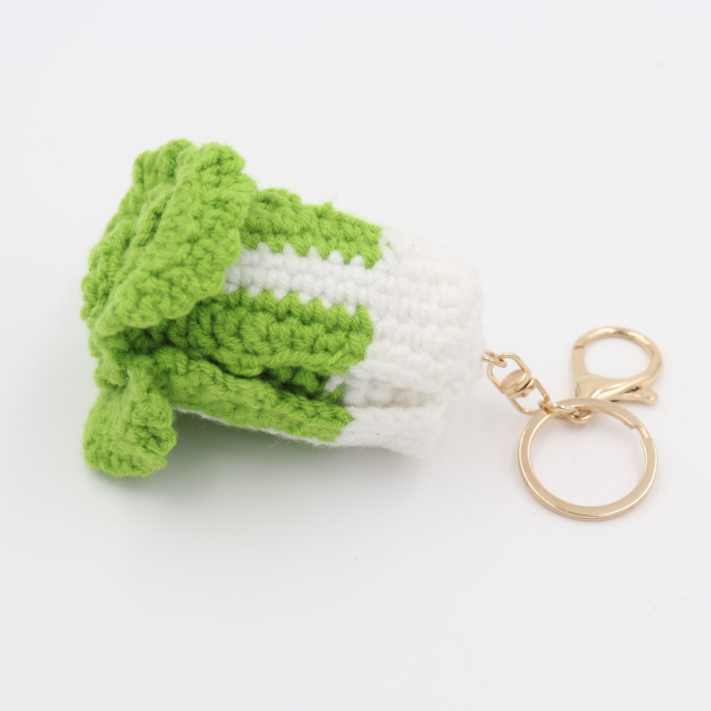 Hand-Crochet Cabbage Keychain Vegetable Charm for Keys & Bags