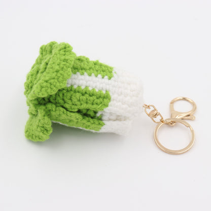 Hand-Crochet Cabbage Keychain Vegetable Charm for Keys & Bags