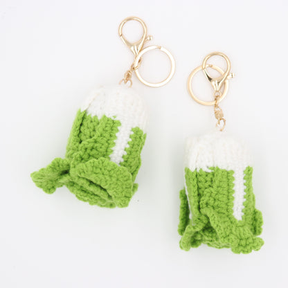 Hand-Crochet Cabbage Keychain Vegetable Charm for Keys & Bags