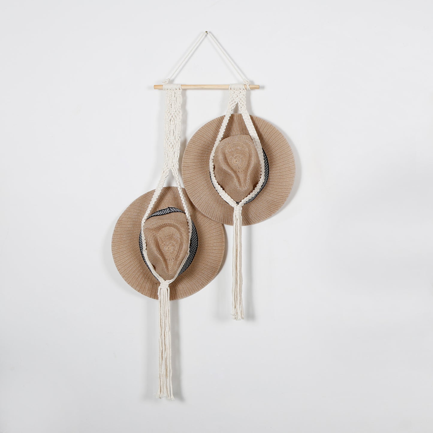 Boho Macrame Hat Display Wall Hanging - Handwoven Storage Organizer