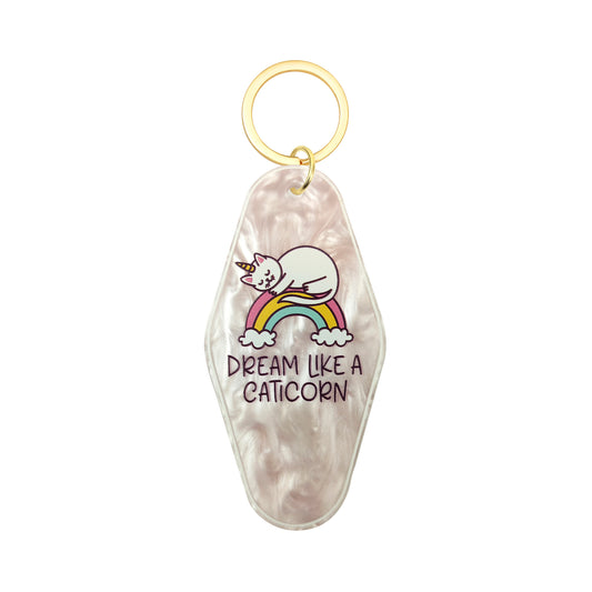Dream Like A Caticorn Motel Keychain - Vintage Nostalgia Hotel Keychain