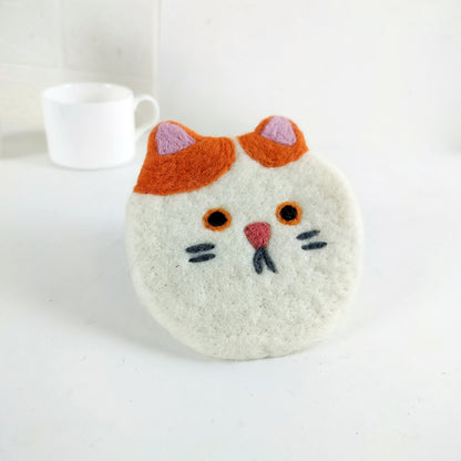 Felt Kitty Cat Coffee Cup Mug Table Mat Coasters - Happy Cats