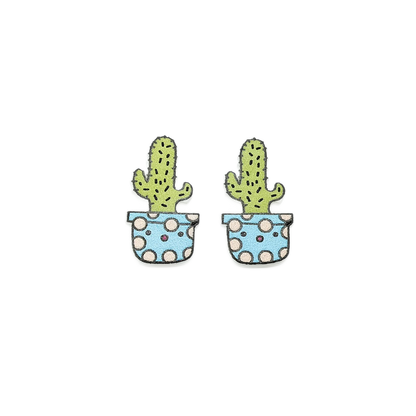 Polka Dot Cactus Stud Earrings