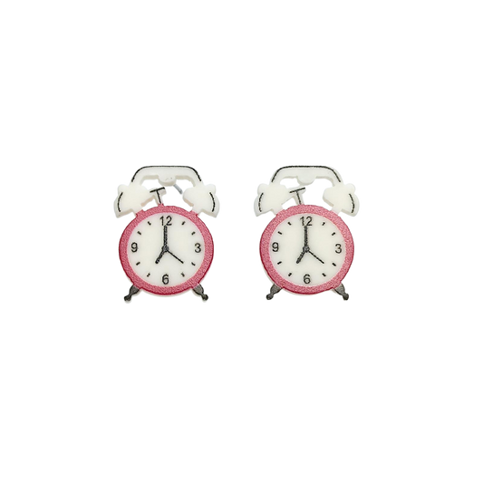 Red Alarm Clock Stud Earrings