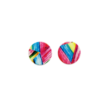 Rainbow Brushstroke Stud Earrings