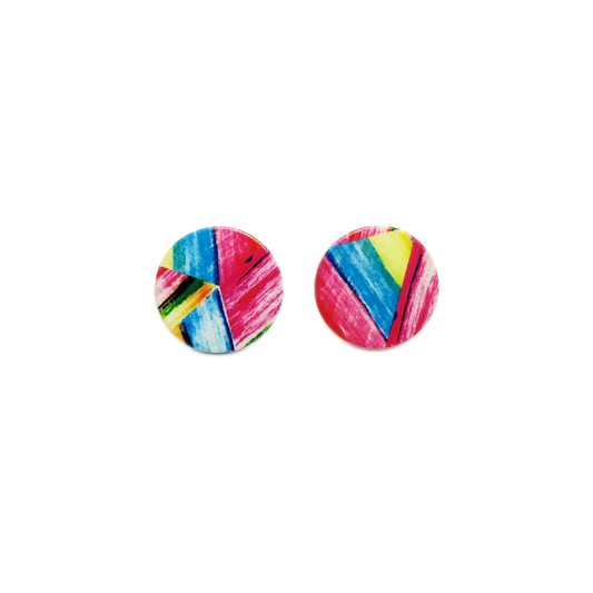 Rainbow Brushstroke Stud Earrings