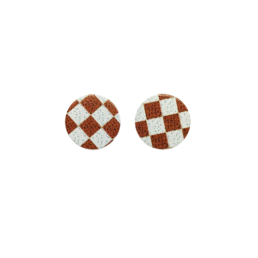 Rustic Check Stud Earrings