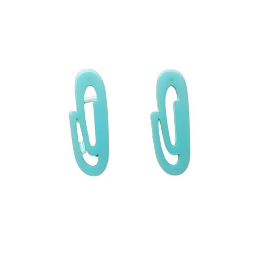 Blue Paperclip Stud Earrings