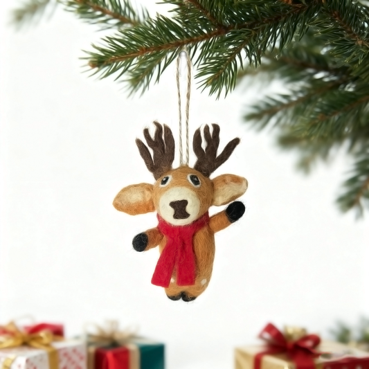 Handmade Deer Wool Felt Ornament – Made in Nepal