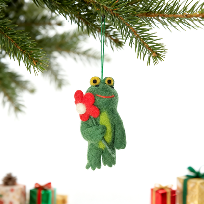 Handmade in Nepal Wool Felt Frog Ornament