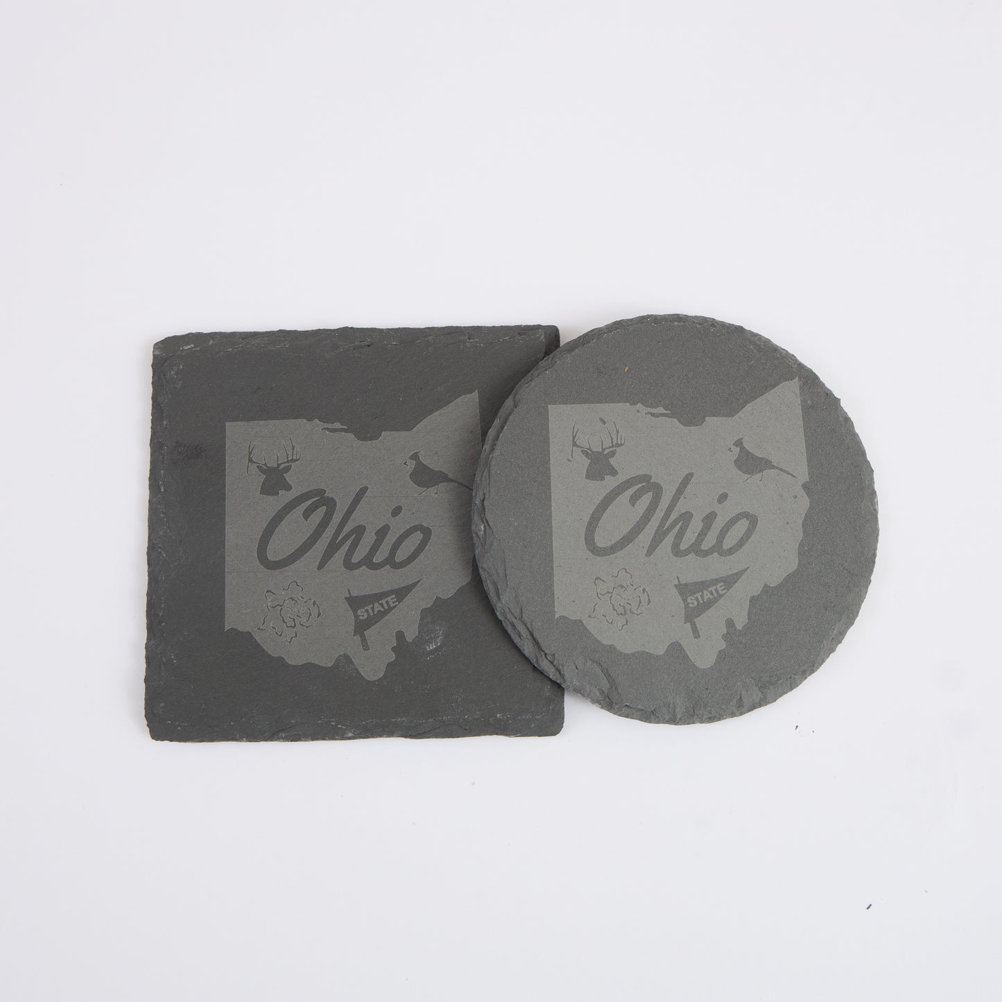Ohio State Map Slate Coaster – Engraved Drink Coaster | Natural Stone | Rustic Ohio Souvenir & Gift for Locals