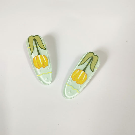 Acrylic Tulip Hair Barrette Clips - Set of 2