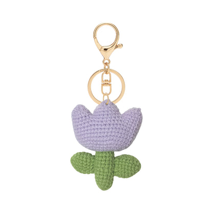 Hand-Crochet Tulip Flower Keychain - Colorful Floral Accessory