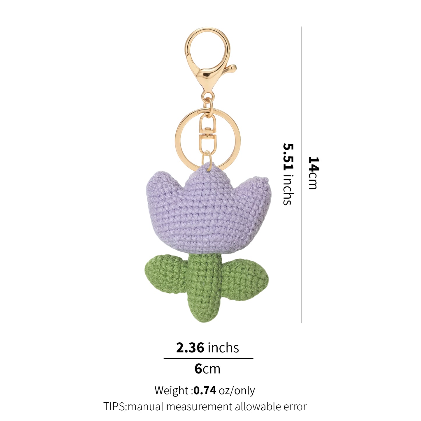 Hand-Crochet Tulip Flower Keychain - Colorful Floral Accessory