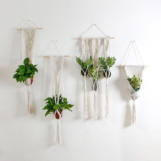 Macrame Cotton Rope Plants Hanging Pots Holder Stand